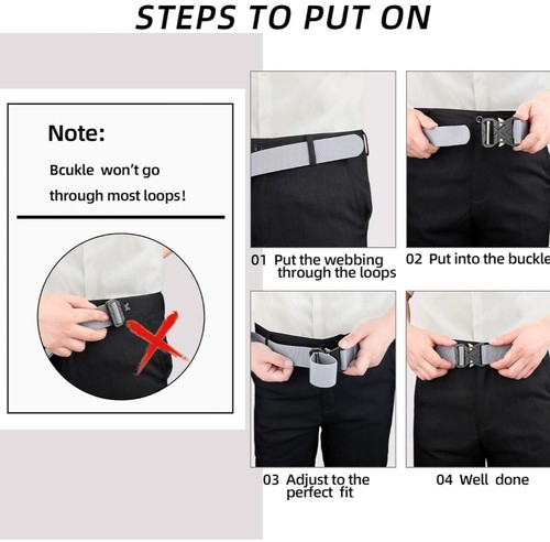 Tactical Belt for Men, Military Hiking Rigger 1.5" Nylon Web Stretch Work Belt - Picture 2 of 3