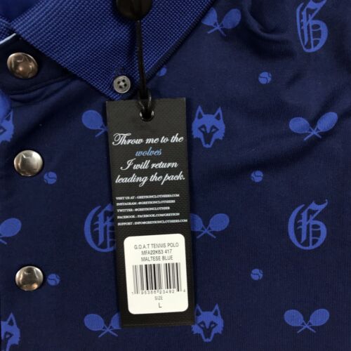 Camisa Polo Greyson Para Hombre Grande G.O.A.T Tenis Azul Nueva - Imagen 3 de 9