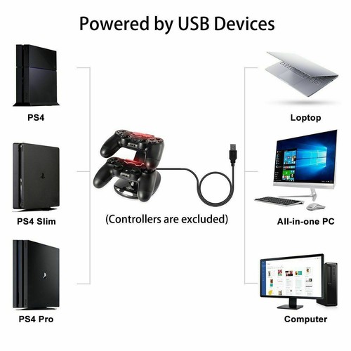 For PS4 PlayStation4 Controller Dual USB Charger LED Dock Station Charging Stand - Picture 4 of 11