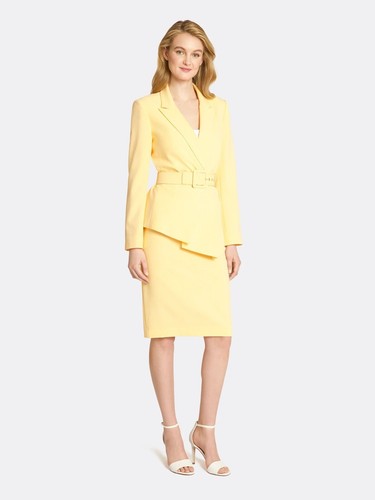 Nuevo con etiquetas Traje de falda de crepé con cinturón asimétrico para mujer Tahari ASL, talla 2 - Imagen 1 de 4