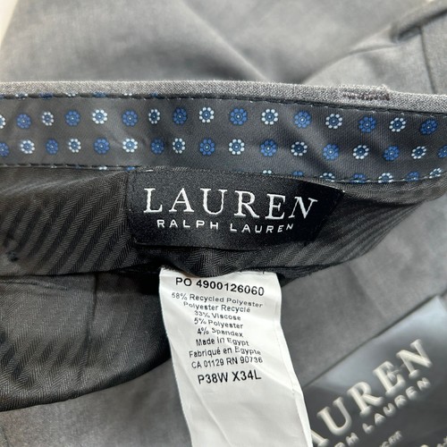 Lauren Ralph Lauren Dress Pants Mens 38x34 Gray Classic Fit Pleated Stretch - Picture 7 of 8