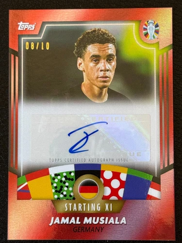 Topps 2024 EURO Jose Mourinho Platinum Auto Germany Jamal Musiala /10 Red