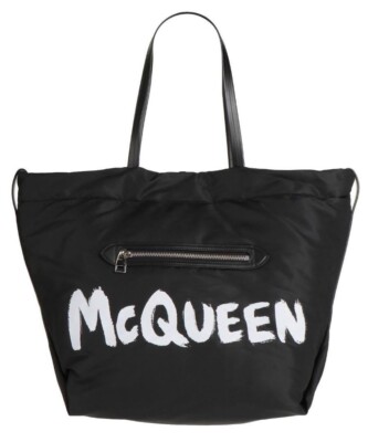 トートバッグ ALEXANDER MCQUEEN Women Messenger Bags 731136DYTAB1000 Black Alexander McQueen Logo Print Tote Crossbody Bag Women Nylon