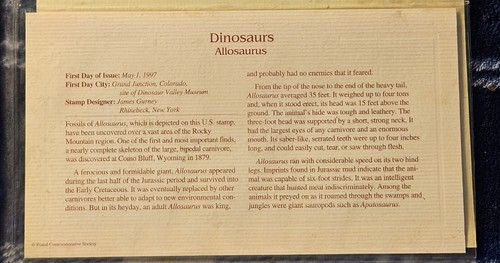USPS first day of issue 22kt gold stamp world of dinosaurs allosarus 1997 - Picture 3 of 6