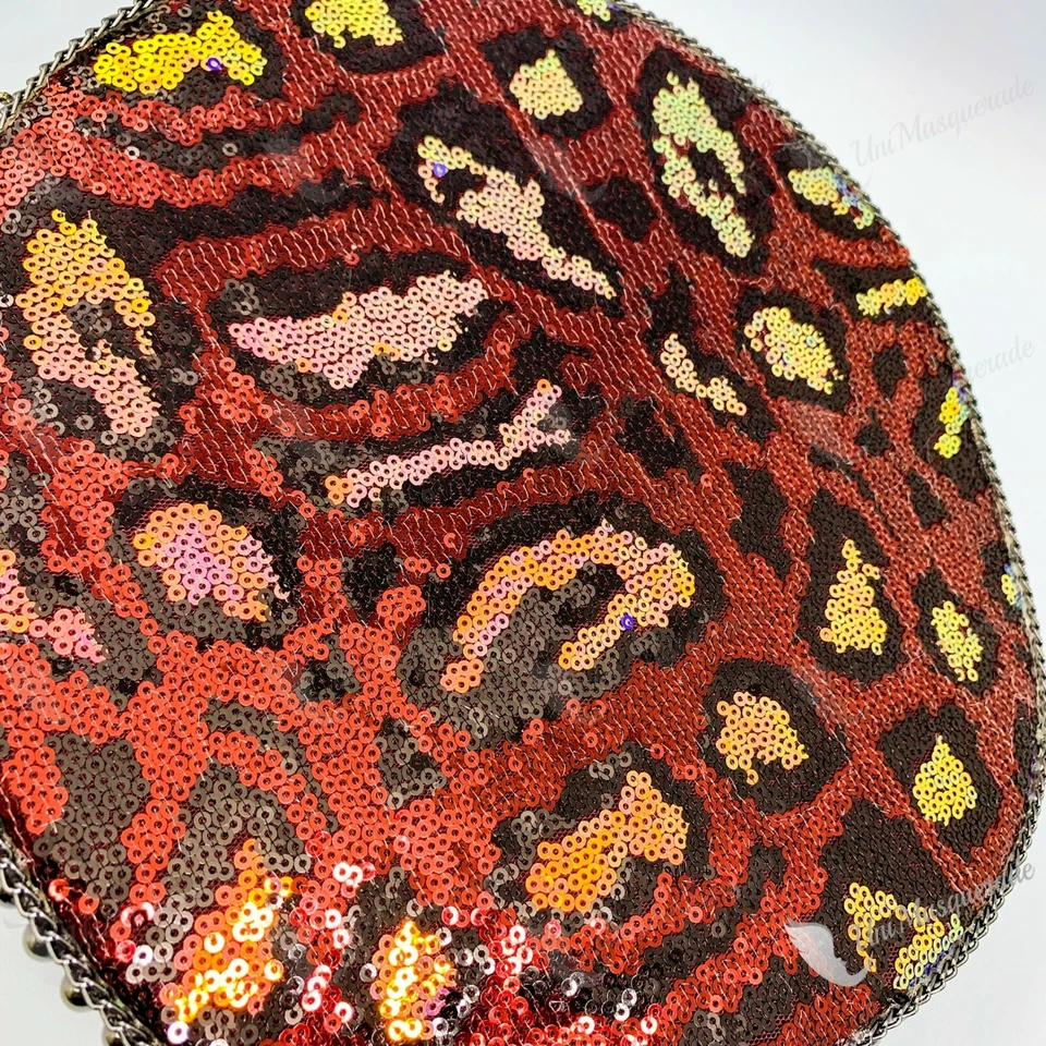 Steampunk Burning Man Capitán Negro Borgoña Leopardo Lentejuelas Sombrero Araña Joyería Foto 4 de 4