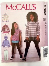 McCalls Pattern 7859 Girls Pullover Comfy Tops Leggings EASY Sz 7-14 UNCUT