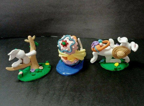 1998 Clay Dough Bunny Figuren 3er Set Duck Fun Whimsical Cottontale Collection - Bild 6 von 19