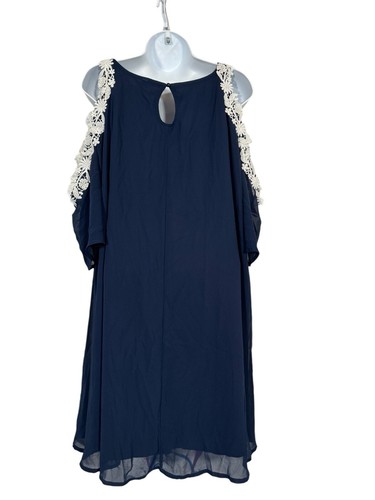 Roiiiii Size 3XL Blue Cold Shoulder Dress with White Lace Lined - Picture 4 of 8