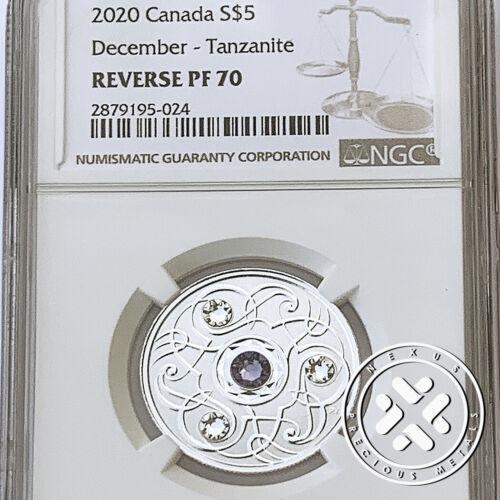 2020 NGC Reverse Proof 70 Birthstone December Silver Coin w Swarovski Crystals - Picture 3 of 6