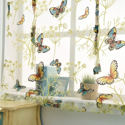 Short Sheer Curtain Animal Pattern Useful Elegant Roman Blind Polyester - Picture 5 of 12