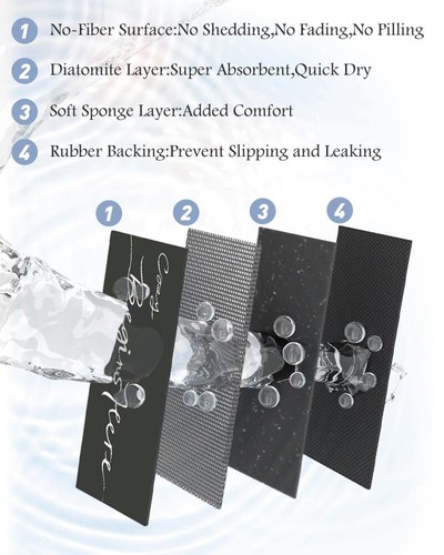Alfombra de baño-alfombra de baño alfombra antideslizante súper absorbente resistente a las manchas secado rápido delgada... - Imagen 5 de 7