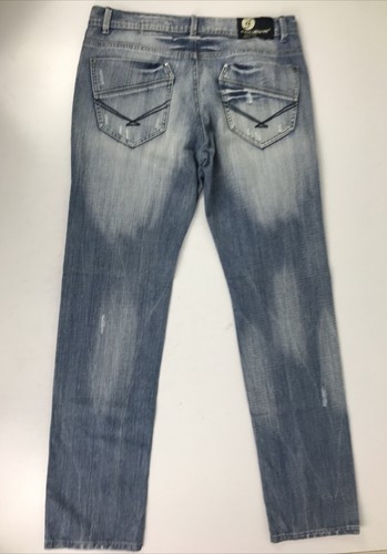 Fox Jeans Size 36 Straight Leg Light Faded Wash No Stretch Distressed Denim Men - Picture 6 of 14
