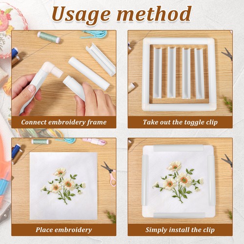 3Pcs Square Embroidery Hoops Plastic Embroidery Snap Frame Embroidery'Hoop#Frame - Picture 6 of 14
