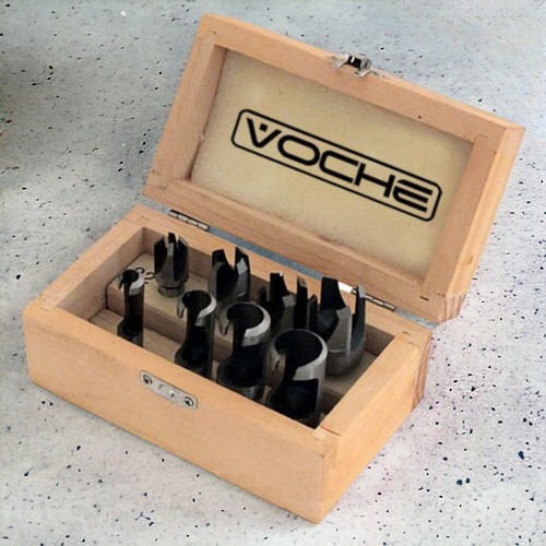 8PC WOOD PLUG HOLE CUTTER SET DOWEL MAKER CUTTING TOOLS 10mm SHANK DRILL BITS - Picture 8 of 13