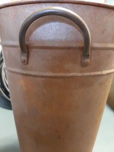 CWI Gifts Brown Metal Vase with Tacked Handles 13"H x 7"dia top 5"dia base - Picture 2 of 3