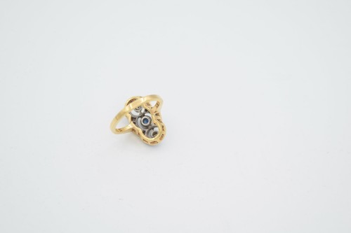 1920 Vintage .35ct. Diamond and Sapphire Dinner Ring in 14 K Gold BT850 - Picture 2 of 3