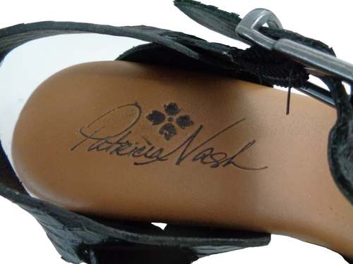 Zapatos de tacón PATRICIA NASH Gigi EE. UU. 5,5 M de cuero negro con plataforma de madera - Imagen 6 de 8