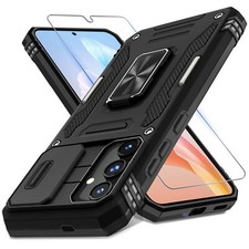 Samsung Galaxy S24 Plus Case with Sliding Camera Cover and Kickstand Black