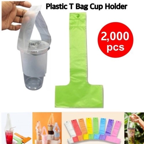 Plastic Cup Carrier Handle Drink T Delivery Container Hanging Bag Clear & Color - Picture 36 of 51