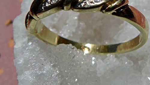 Gelbgoldring 585 14 kt. mit 3 Diamanten zart Gr. 17,5 Gr. 55 aus Nachlass - Bild 6 von 6