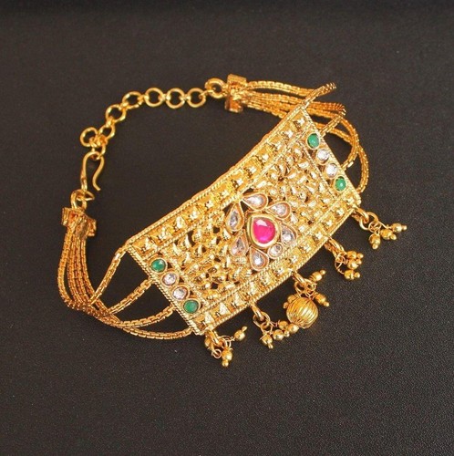 Gold Plated Bajuband Traditional Kundan Stone Studded For women - Picture 28 of 35