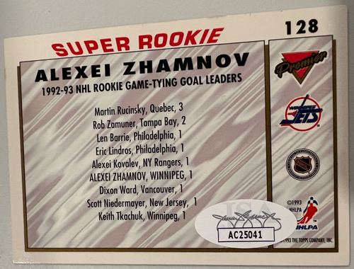 Alexei Zhamnov JSA Authentic Autograph '92-93 Super Rookie Topps #128 - Picture 2 of 2
