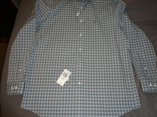 NWT Michael Kors GREEN CHECKS Airsoft Stretch 16 32/33 L BUTTON DOWN DRESS SHIRT - Picture 3 of 4