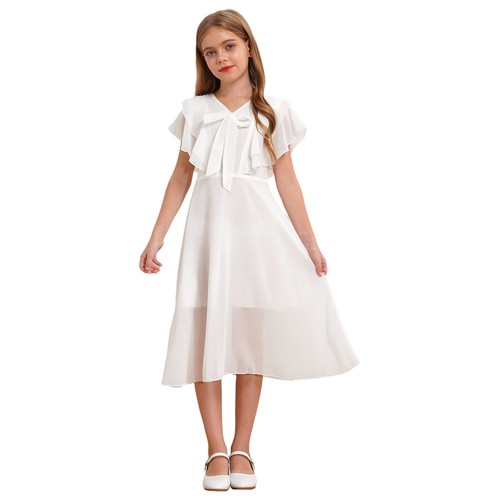 Mädchen Outfits Lässig Kleider Maxi Kostüm Strand Kurzarm Lockiger Saum A-Linie - Bild 11 von 47
