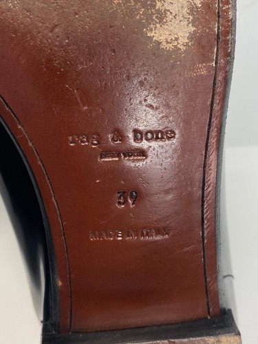 Rag & Bone Dina Penny Loafers – Black Patent Leather & Suede Size 39 - Picture 5 of 7