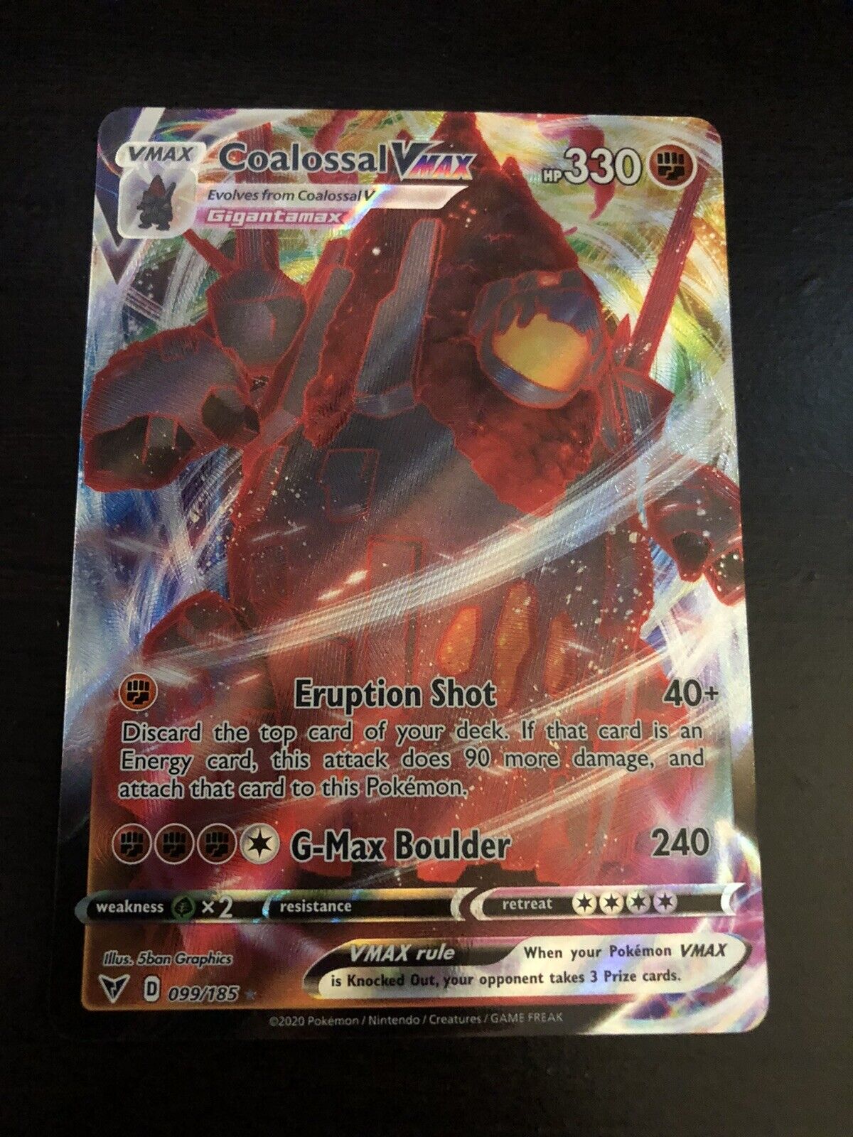 Carta Pokemon Coalossal VMAX Português 99/185 Card Original Copag V MAX