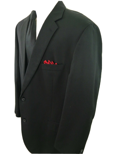 Joseph & Feiss Mens Pure Wool Solid Jet Black Blazer Jacket Sport Coat 48 PR EUC - Picture 1 of 12