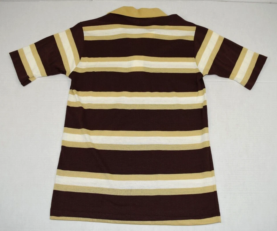 Camisa Penguin De Colección Grand Slam Munsingwear Talla XS/S 80s Marrón Rayas Marfil Polo Foto 4 de 4