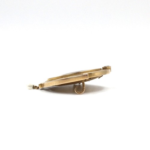 14kt Gelbgold Jugendstil antik Schmuck Foto Brosche Saphir Perle 585 Gold Kind - Bild 5 von 11
