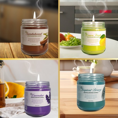 FPN Smoke Scented Odor Eliminator Candles 12oz Soy Wax Candle Lemon Scent 2 Pc - Picture 10 of 11