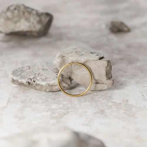 14K Solid Gold Basic Snug Fit Nose Ring - Minimalist 20 Gauge Nose Hoop - 10mm - Picture 6 of 7
