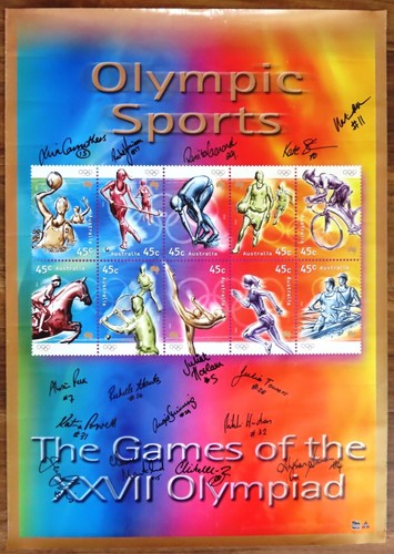 2000 SYDNEY Olympic Games Poster :  AUSTRALIA POST STAMPS  (with 16 signatures)
