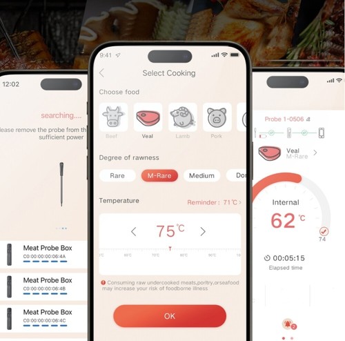 Wireless Bluetooth Grillthermometer Fleischthermometer Ofen Smoker Grill IP67 - Bild 5 von 8