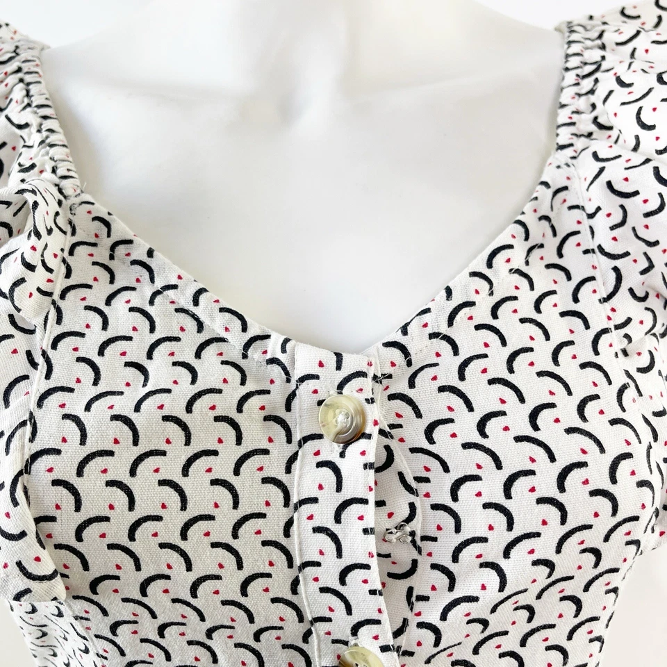 Billabong White Sleeveless Midi Dress Size S Ruffle Shoulder Button Down Boho - Image 3 of 4