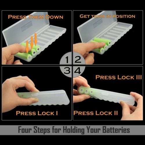 Battery Storage Case Holder Organizer Box For 10 AA AAA Batteries 4 Pack - Picture 6 of 8