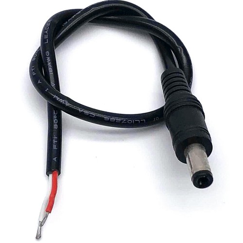 Cavo Filo 12V DC Alimentazione Treccia Maschio Fusto Spina 9,8 Pollici 5,5mm x 2,1mm 18AWG - Foto 2 di 2