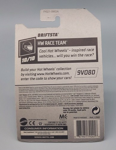 2019 Hot Wheels Driftsta #197/250 yellow HW Race Team 10/10 - Imagen 3 de 4