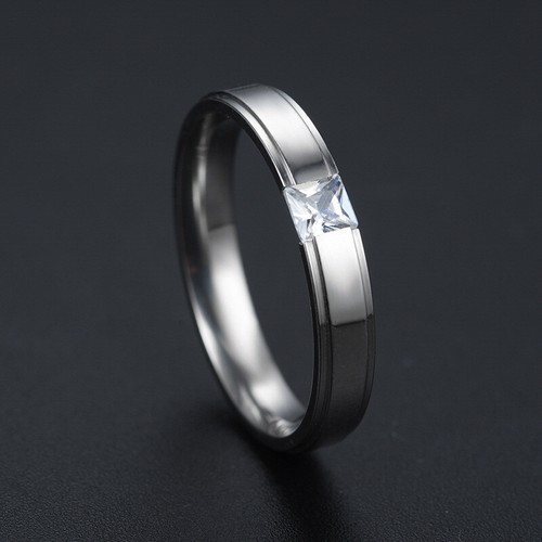 6mm Stainless Steel Men Womens White Princess Cut Cz Bands Silver Ring Size 6-13 - Picture 7 of 10