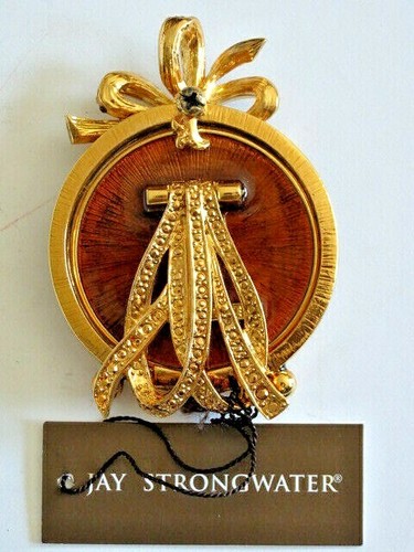New JAY STRONGWATER FANNY BOW Ribbon Swarovski Crystals 2" Round Enamel Frame - Picture 5 of 6