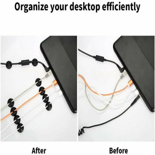 12x Cable Management Cable Clips USB Charge Tidy Wire Holder Desk Cord Organizer - Picture 5 of 12