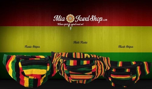 Rasta gestreifte gewebte Bauchtasche Reise Gürteltasche Reißverschluss verstellbar Reggae Unisex - Bild 1 von 16
