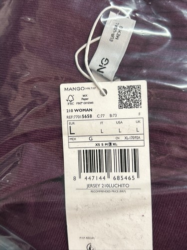 Mango Women’s Ribbed sweater with buttons In Wine Size L New - Picture 9 of 9