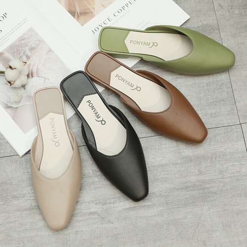 Scarpe pantofole donna primavera ed estate moda tinta unita piatte tutte abbinate - Foto 5 di 11
