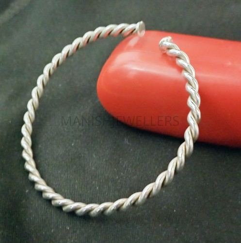 Solid Sterling Silver Twisted Handmade Bracelet Braided Adjustable Women Bangle - Picture 4 of 7