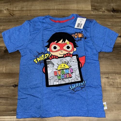 Ryan's World Boy's Graphic Tee Shirt Size S 4 Red Titan Gus Sunshine Superhero - Picture 1 of 4