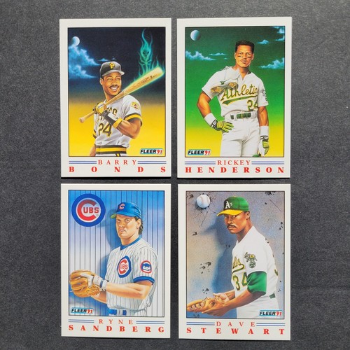JUEGO DE TARJETAS DE PROVISIÓN Tú eliges #1 Barry Bonds Henderson Sandberg Stewart 1991 Fleer - Imagen 34 de 41